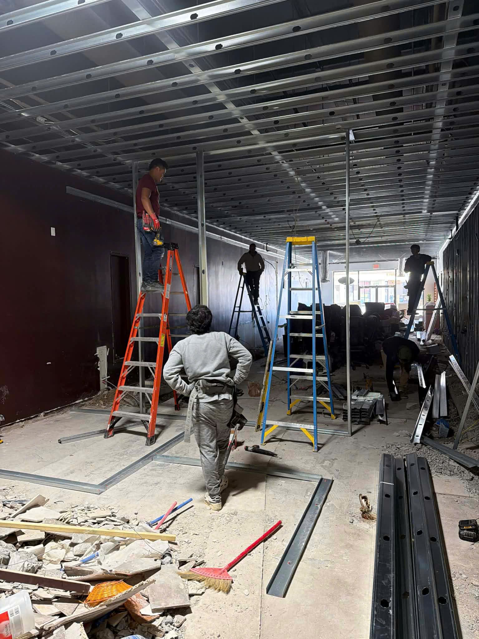 Construction team at work